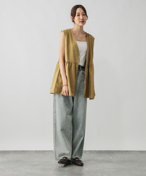 GLOBAL WORK（グローバルワーク）の「ピーチサテンベスト/580832（ベスト・レディース・グレイッシュベージュ/スミクロ/キャメル・FREE）」の12枚目の写真