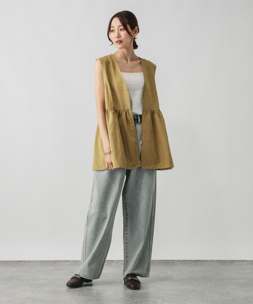 GLOBAL WORK（グローバルワーク）の「ピーチサテンベスト/580832（ベスト・レディース・グレイッシュベージュ/スミクロ/キャメル・FREE）」の13枚目の写真