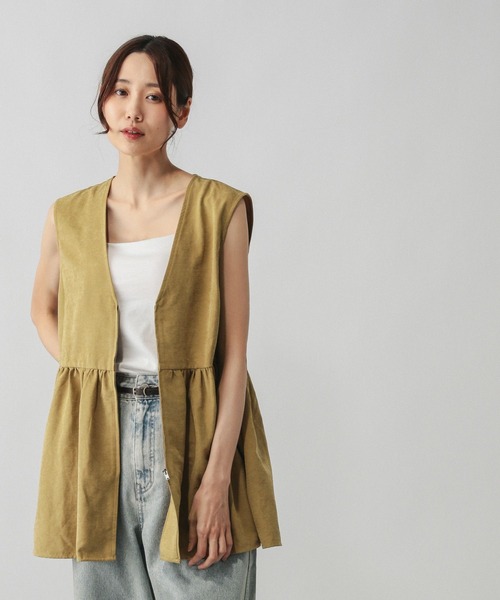 GLOBAL WORK（グローバルワーク）の「ピーチサテンベスト/580832（ベスト・レディース・グレイッシュベージュ/スミクロ/キャメル・FREE）」の15枚目の写真