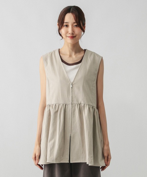 GLOBAL WORK（グローバルワーク）の「ピーチサテンベスト/580832（ベスト・レディース・グレイッシュベージュ/スミクロ/キャメル・FREE）」の16枚目の写真