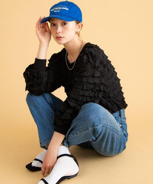 URBAN RESEARCH Sonny Label（アーバンリサーチサニーレーベル）の「フリルカットプルオーバー（Tシャツ/カットソー・レディース・ブラック/オフホワイト・FREE）」の3枚目の写真