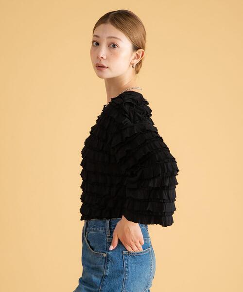 URBAN RESEARCH Sonny Label（アーバンリサーチサニーレーベル）の「フリルカットプルオーバー（Tシャツ/カットソー・レディース・ブラック/オフホワイト・FREE）」の5枚目の写真