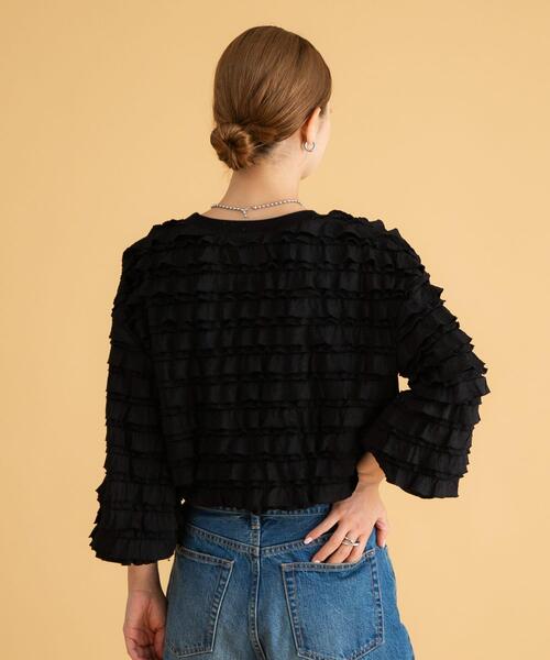 URBAN RESEARCH Sonny Label（アーバンリサーチサニーレーベル）の「フリルカットプルオーバー（Tシャツ/カットソー・レディース・ブラック/オフホワイト・FREE）」の6枚目の写真