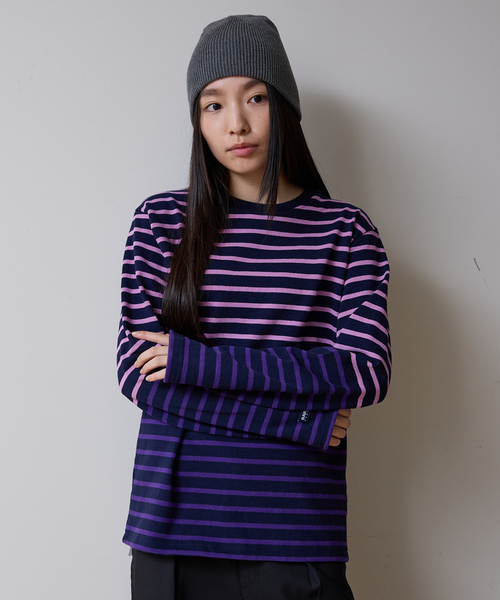 Barbarian(バーバリアン)の「【BARBARIAN/バーバリアン 】12ozHEAVY WEIGHT CREW LONG/ボーダー/クルーネック/ユニセックス【WEB限定】(ポロシャツ・メンズ・レモンイエロー/ラベンダー/レッド系その他・S/M/L/XL)」の2枚目の写真