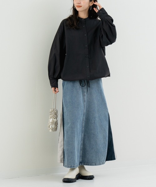 refinedworks(リファインドワークス)の「【refinedworks】異素材 使いが光る デニム 切替 ロング スカート(デニムスカート・レディース・ブルー/ブラック・FREE)」の19枚目の写真