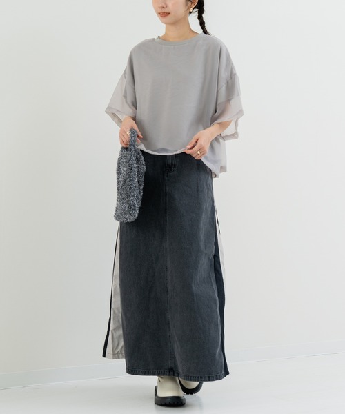 refinedworks(リファインドワークス)の「【refinedworks】異素材 使いが光る デニム 切替 ロング スカート(デニムスカート・レディース・ブルー/ブラック・FREE)」の20枚目の写真