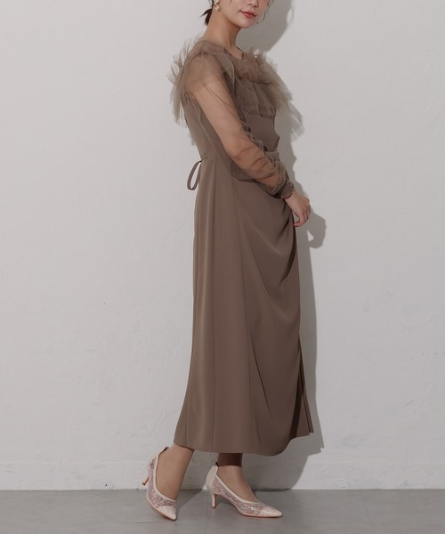 birei(ビレイ)の「シアーラッフルドレス(ドレス・レディース・イエロー/アッシュブラウン/ブラック・M)」の5枚目の写真