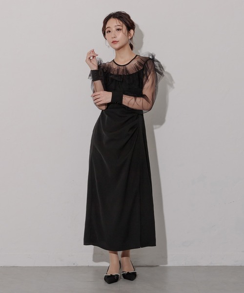birei(ビレイ)の「シアーラッフルドレス(ドレス・レディース・イエロー/アッシュブラウン/ブラック・M)」の15枚目の写真