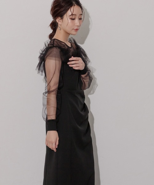 birei(ビレイ)の「シアーラッフルドレス(ドレス・レディース・イエロー/アッシュブラウン/ブラック・M)」の18枚目の写真