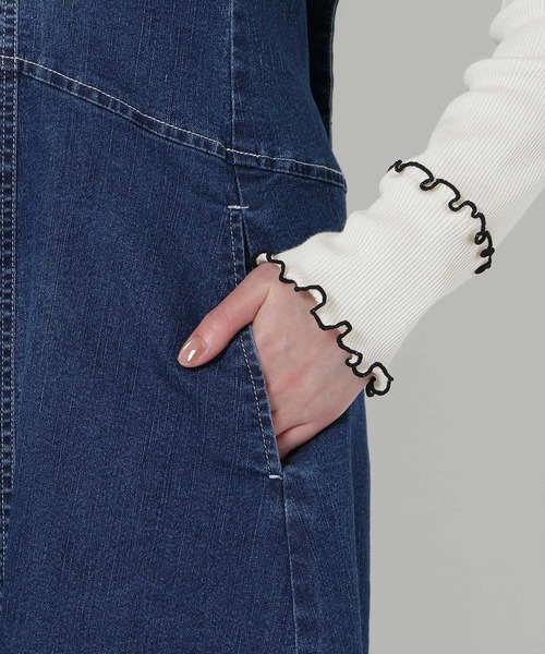 セール】【伸縮性◎】フレアデニムジャンパースカート（ジャンパー