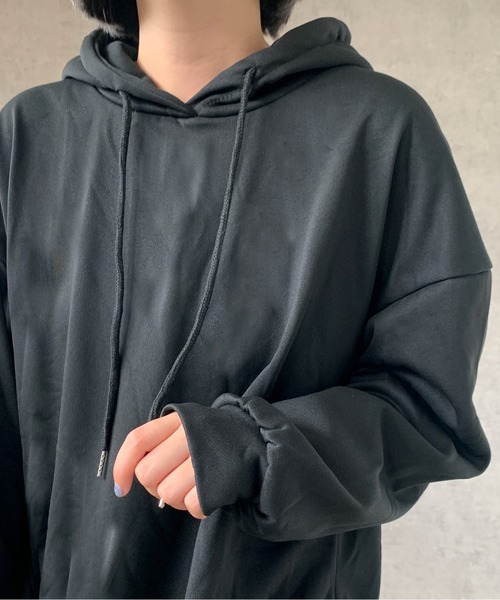 Maison Calme(メゾンカルム)の「【リラックス】マーメイド ボリュームスリーブ スウェットロングワンピース【フレア切り替え】(ワンピース・レディース・ブラック/グレー・F)」の18枚目の写真