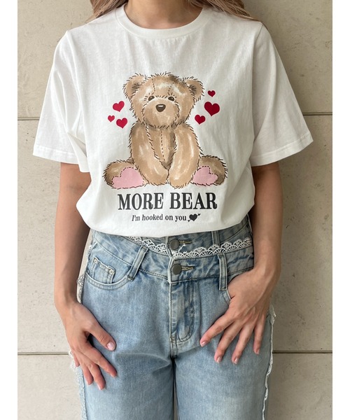 MORE self LOVE(モアセルフラブ)の「【MORE BEAR】big bear TEE(Tシャツ/カットソー・レディース・ブラック/ホワイト/ピンク・FREE)」の2枚目の写真