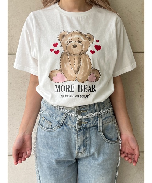 MORE self LOVE(モアセルフラブ)の「【MORE BEAR】big bear TEE(Tシャツ/カットソー・レディース・ブラック/ホワイト/ピンク・FREE)」の7枚目の写真