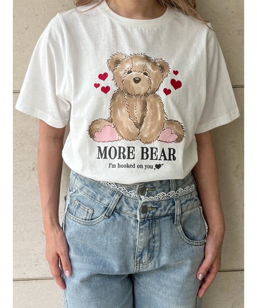 MORE self LOVE(モアセルフラブ)の「【MORE BEAR】big bear TEE(Tシャツ/カットソー・レディース・ブラック/ホワイト/ピンク・FREE)」の8枚目の写真