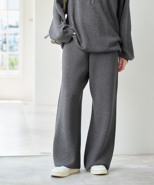 25ss 正規品 新品 MARK&LONA ハイブリッドニットパンツ 48 aquagarage ニットセットアップ ニットパンツ レディース 長袖 秋 冬