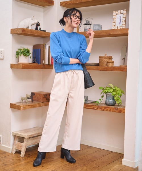 WEGO(ウィゴー)の「WEGO/【WEB限定】裏ベロアワイドイージーパンツ(スラックス・レディース・アイボリー/チャコール/ブラック・MEDIUM/LARGE)」の7枚目の写真