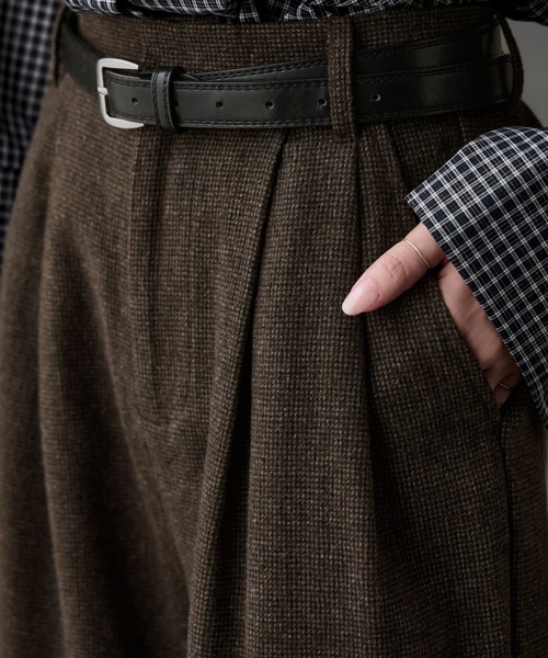 ALPACA SILK TWEED TROUSERS チェックパンツ　ツイード LIDNM（リドム）の「ALPACA SILK TWEED TROUSERS（その他パンツ）」 - WEAR