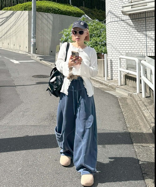 Alley Tokyo(アリートーキョー)の「ふりふりいっぱいリブカーデ(カーディガン/ボレロ・レディース・オフホワイト/レッド・FREE)」の3枚目の写真
