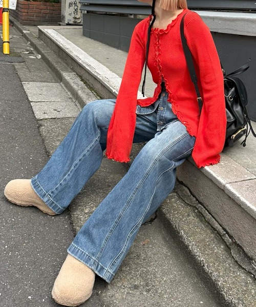Alley Tokyo(アリートーキョー)の「ふりふりいっぱいリブカーデ(カーディガン/ボレロ・レディース・オフホワイト/レッド・FREE)」の15枚目の写真