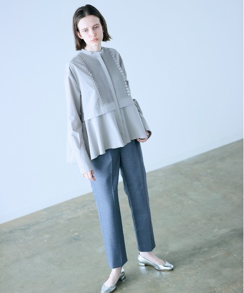 Marilyn Moon(マリリンムーン)の「tuck frill flare shirt(シャツ/ブラウス・レディース・ピンク/グレー/ネイビー/サックスブルー・FREE)」の10枚目の写真
