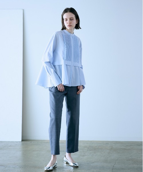 Marilyn Moon(マリリンムーン)の「tuck frill flare shirt(シャツ/ブラウス・レディース・ピンク/グレー/ネイビー/サックスブルー・FREE)」の15枚目の写真