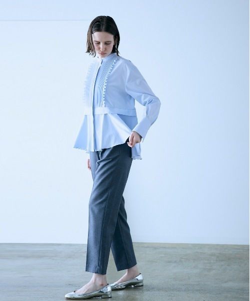 Marilyn Moon(マリリンムーン)の「tuck frill flare shirt(シャツ/ブラウス・レディース・ピンク/グレー/ネイビー/サックスブルー・FREE)」の7枚目の写真