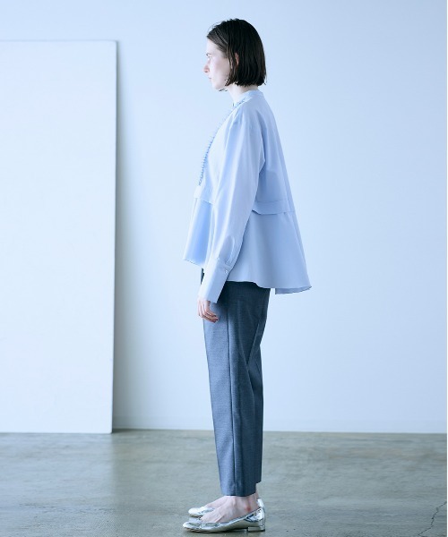 Marilyn Moon(マリリンムーン)の「tuck frill flare shirt(シャツ/ブラウス・レディース・ピンク/グレー/ネイビー/サックスブルー・FREE)」の11枚目の写真