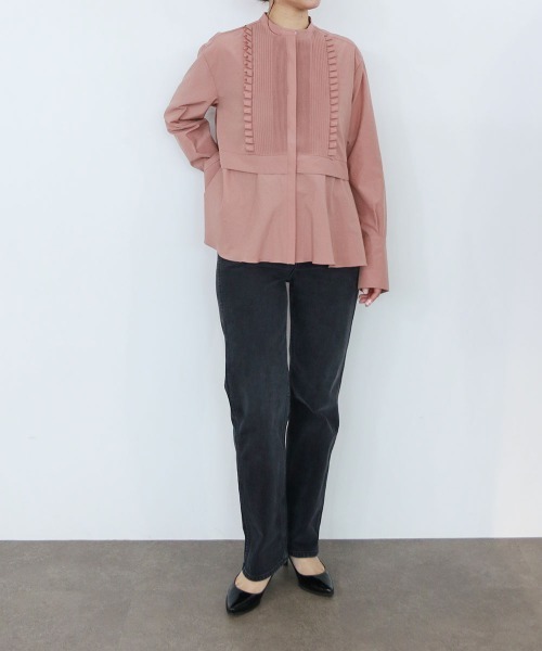 Marilyn Moon(マリリンムーン)の「tuck frill flare shirt(シャツ/ブラウス・レディース・ピンク/グレー/ネイビー/サックスブルー・FREE)」の12枚目の写真