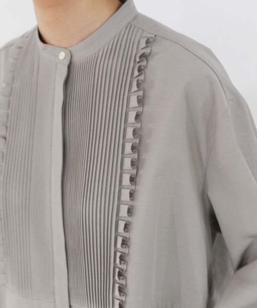Marilyn Moon(マリリンムーン)の「tuck frill flare shirt(シャツ/ブラウス・レディース・ピンク/グレー/ネイビー/サックスブルー・FREE)」の9枚目の写真