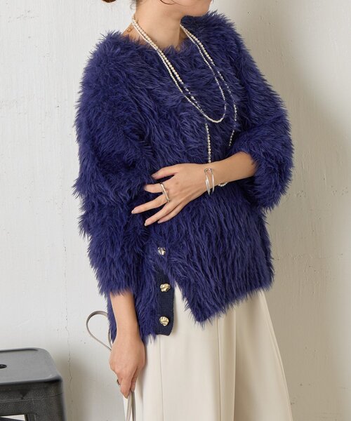 Jena espace merveilleux(ジェナ エスパスメルヴェイユ)の「サイドボタンシャギーニット(ニット/セーター・レディース・アイボリー/ベージュ/ネイビー・FREE)」の2枚目の写真