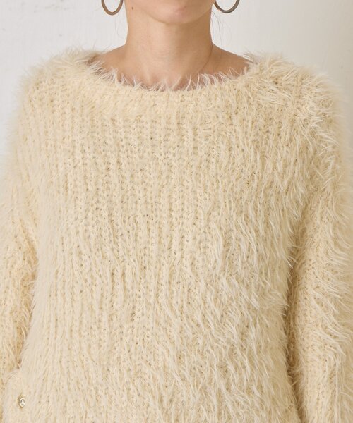Jena espace merveilleux(ジェナ エスパスメルヴェイユ)の「サイドボタンシャギーニット(ニット/セーター・レディース・アイボリー/ベージュ/ネイビー・FREE)」の21枚目の写真