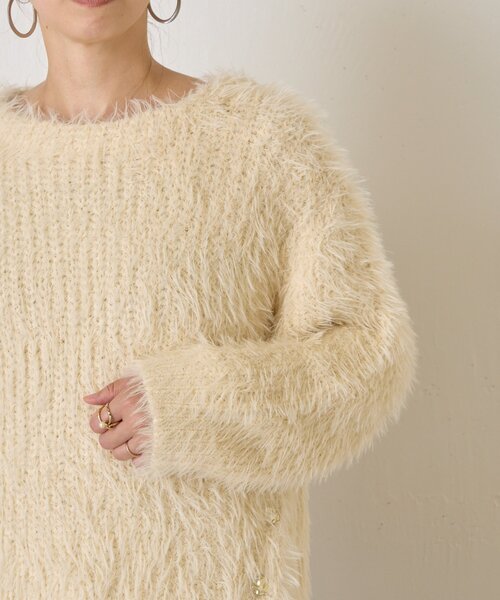 Jena espace merveilleux(ジェナ エスパスメルヴェイユ)の「サイドボタンシャギーニット(ニット/セーター・レディース・アイボリー/ベージュ/ネイビー・FREE)」の20枚目の写真