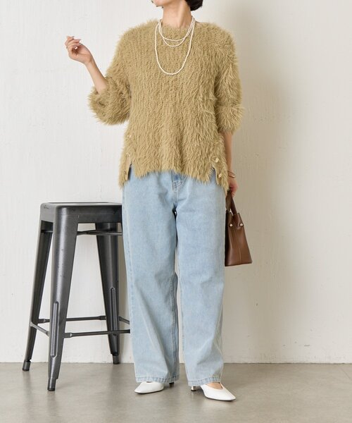 Jena espace merveilleux(ジェナ エスパスメルヴェイユ)の「サイドボタンシャギーニット(ニット/セーター・レディース・アイボリー/ベージュ/ネイビー・FREE)」の15枚目の写真