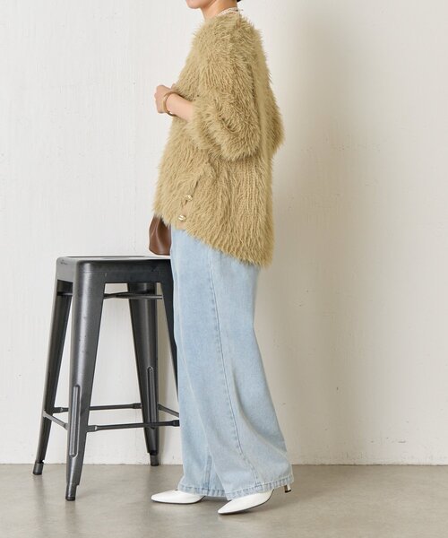 Jena espace merveilleux(ジェナ エスパスメルヴェイユ)の「サイドボタンシャギーニット(ニット/セーター・レディース・アイボリー/ベージュ/ネイビー・FREE)」の14枚目の写真