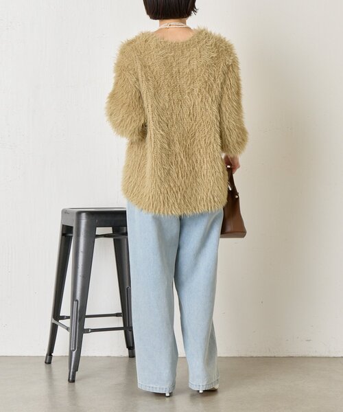 Jena espace merveilleux(ジェナ エスパスメルヴェイユ)の「サイドボタンシャギーニット(ニット/セーター・レディース・アイボリー/ベージュ/ネイビー・FREE)」の13枚目の写真