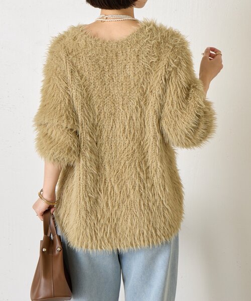 Jena espace merveilleux(ジェナ エスパスメルヴェイユ)の「サイドボタンシャギーニット(ニット/セーター・レディース・アイボリー/ベージュ/ネイビー・FREE)」の8枚目の写真