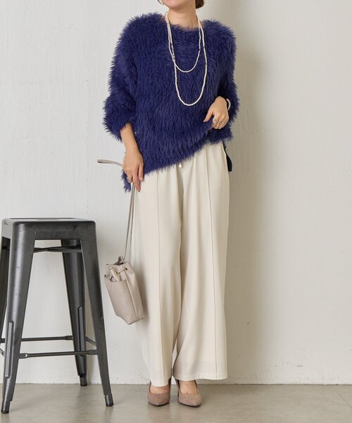 Jena espace merveilleux(ジェナ エスパスメルヴェイユ)の「サイドボタンシャギーニット(ニット/セーター・レディース・アイボリー/ベージュ/ネイビー・FREE)」の6枚目の写真