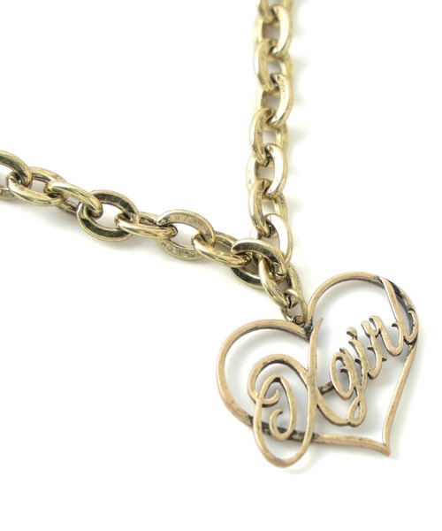 X-girl（エックスガール）の「HEART SCRIPT LOGO CHAIN NECKLACE（ネックレス・レディース・シルバー/ゴールド・ONE SIZE）」の3枚目の写真