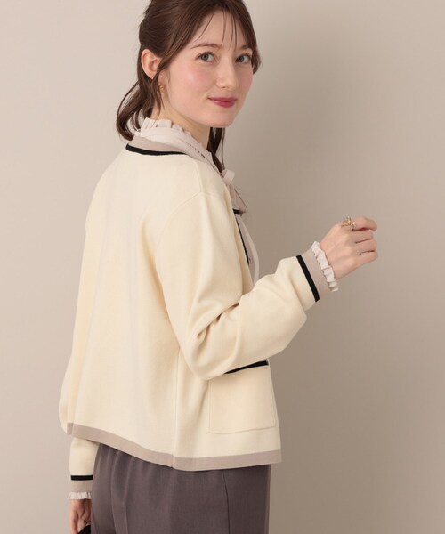 couture brooch(クチュールブローチ)の「【高見え・通勤・大人可愛い】配色総針スカラカーディガン(カーディガン/ボレロ・レディース・ブルー系その他/アイボリー/ブラック・36/38/40/42)」の12枚目の写真