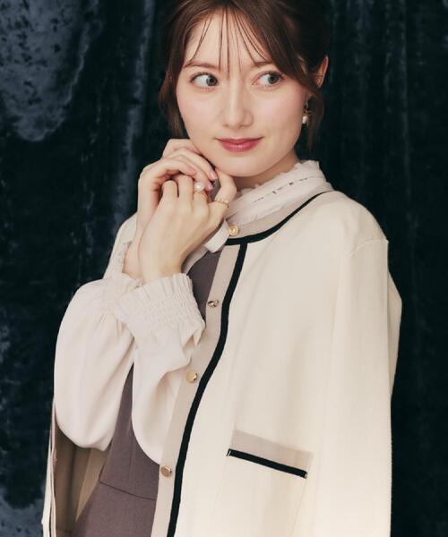 couture brooch(クチュールブローチ)の「【高見え・通勤・大人可愛い】配色総針スカラカーディガン(カーディガン/ボレロ・レディース・ブルー系その他/アイボリー/ブラック・36/38/40/42)」の15枚目の写真