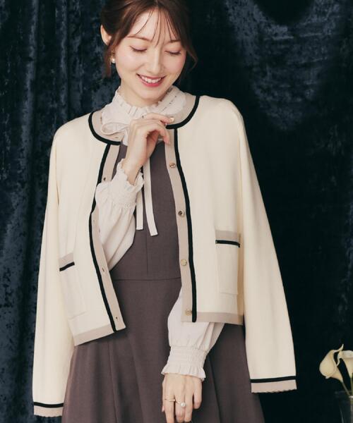 couture brooch(クチュールブローチ)の「【高見え・通勤・大人可愛い】配色総針スカラカーディガン(カーディガン/ボレロ・レディース・ブルー系その他/アイボリー/ブラック・36/38/40/42)」の17枚目の写真