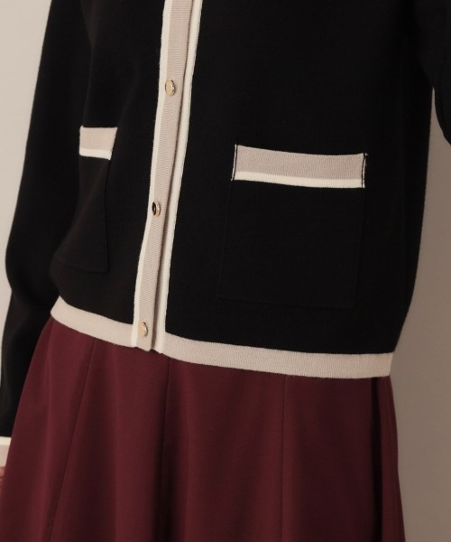 couture brooch(クチュールブローチ)の「【高見え・通勤・大人可愛い】配色総針スカラカーディガン(カーディガン/ボレロ・レディース・ブルー系その他/アイボリー/ブラック・36/38/40/42)」の6枚目の写真