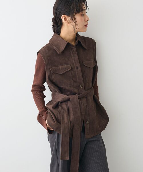 CRAFT STANDARD BOUTIQUE（クラフトスタンダードブティック）の「フェイクスエードベスト（その他アウター・レディース・ブラウン/チャコールグレー・FREE）」の2枚目の写真