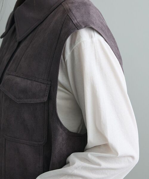 CRAFT STANDARD BOUTIQUE（クラフトスタンダードブティック）の「フェイクスエードベスト（その他アウター・レディース・ブラウン/チャコールグレー・FREE）」の21枚目の写真