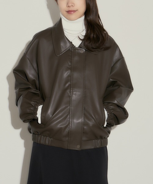 H.TOKYO(エイチトウキョウ)の「【ハードすぎず女性らしい】ライダース風ジャケット/ブルゾン(ブルゾン・レディース・ブラック/ブラウン・FREE)」の2枚目の写真