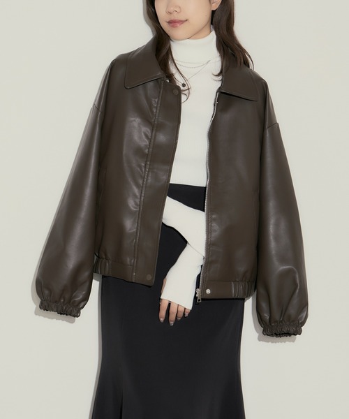 H.TOKYO(エイチトウキョウ)の「【ハードすぎず女性らしい】ライダース風ジャケット/ブルゾン(ブルゾン・レディース・ブラック/ブラウン・FREE)」の12枚目の写真