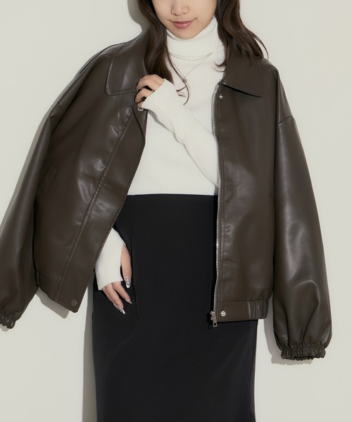 H.TOKYO(エイチトウキョウ)の「【ハードすぎず女性らしい】ライダース風ジャケット/ブルゾン(ブルゾン・レディース・ブラック/ブラウン・FREE)」の14枚目の写真