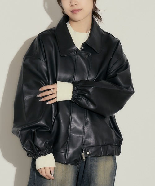 H.TOKYO(エイチトウキョウ)の「【ハードすぎず女性らしい】ライダース風ジャケット/ブルゾン(ブルゾン・レディース・ブラック/ブラウン・FREE)」の8枚目の写真