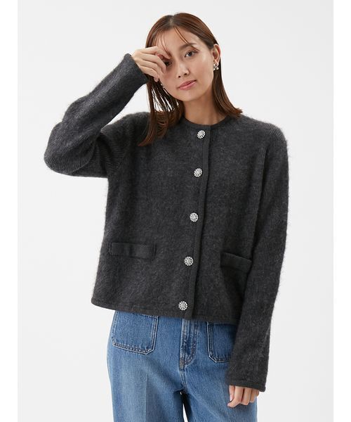 な*ー様 未使用　23区　アルパカ　ジャケット　セーター インポート素材／アルパカブレンド／軽い】アルパカブレンドかすり