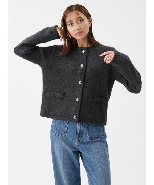 Mila Owen（ミラオーウェン）の「【USAGI ONLINE・ZOZO限定】アルパカニットシャギーカーデジャケット（カーディガン/ボレロ・レディース・グレー/ホワイト/ピンク・1/0）」の11枚目の写真